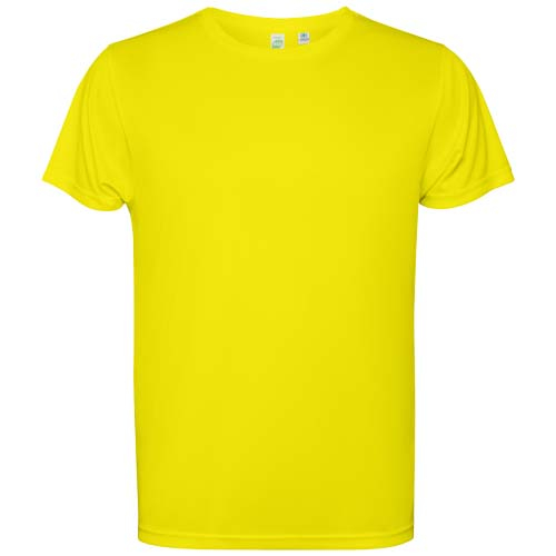 T-shirt enfant publicitaire à manches courtes en polyester recyclé Estoril Jaune fluo